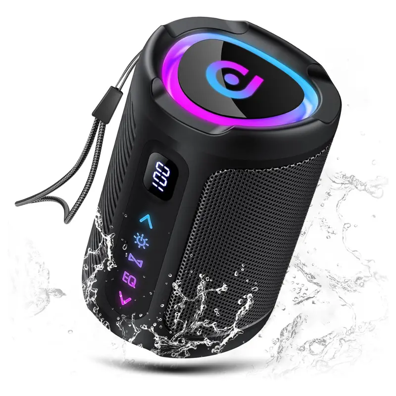 Portable Ipx7 Waterproof Bluetooth 5.4 Wireless Speakers With Led Light 1