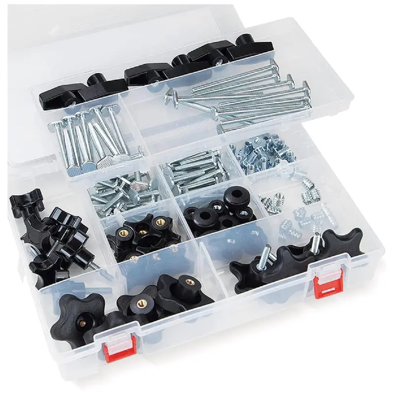 Powertec 71127 128 Piece Set T Track Knob Kit W/ 5 Star Knob 1