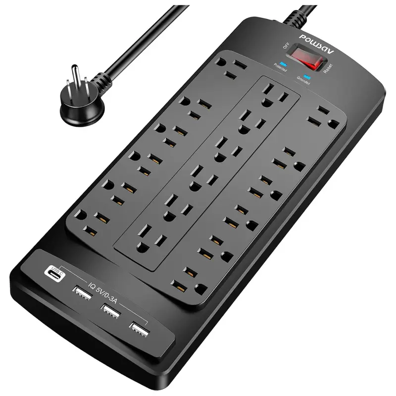 Powsav Surge Protector With 18 Outlets And 4 Usb Ports (Nbw-903) 1