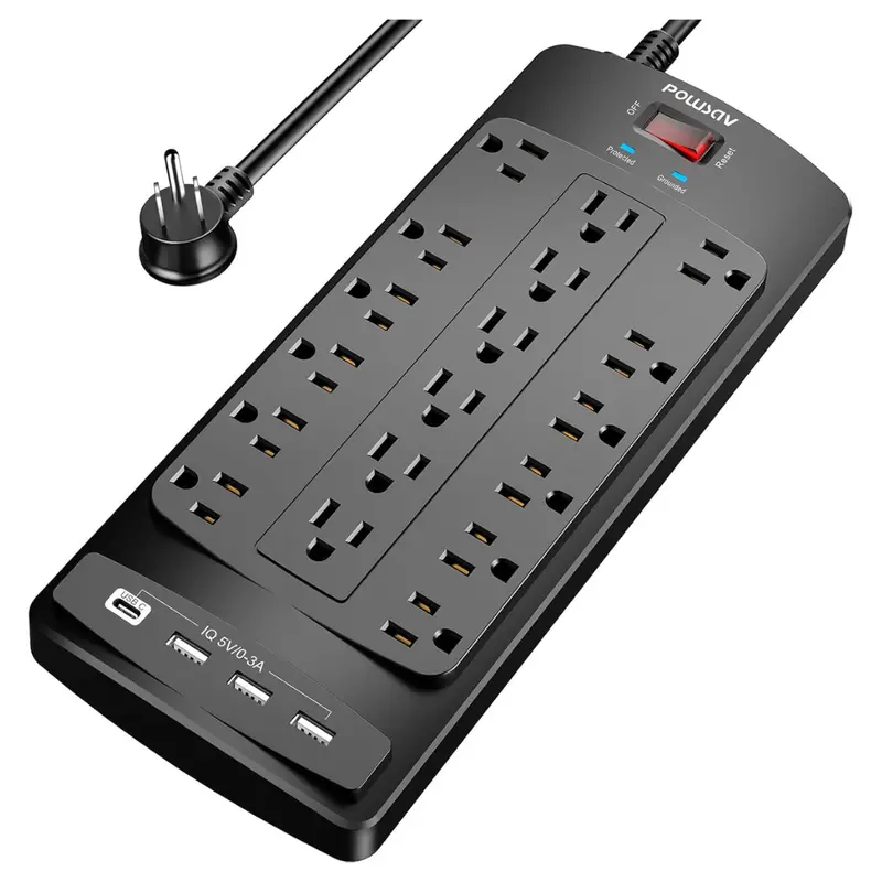 Powsav Surge Protector With 18 Outlets And 4 Usb Ports (Nbw-903) 1