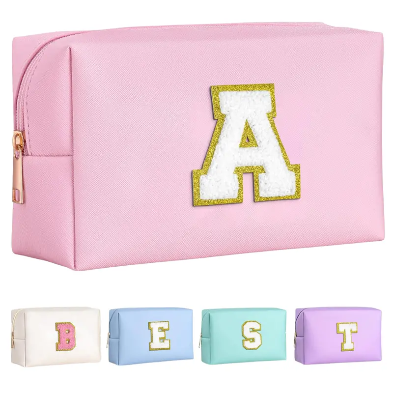 Preppy Initial Cosmetic Bags W/ Zipper 1