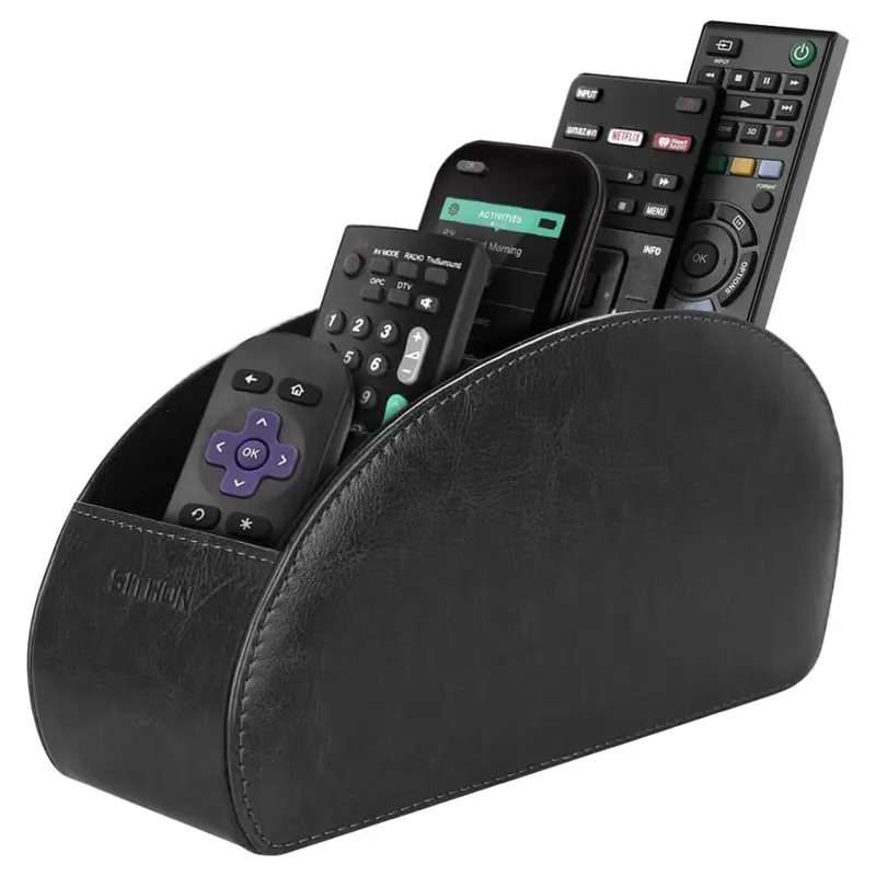 Pu Leather Remote Control Holder With 5 Compartments 1