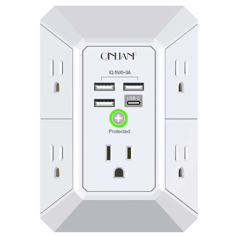 Qinlianf 3-Sided 5-Outlet 1680J Surge Protector W/ 4 Usb Charging Ports (3U1c) 1