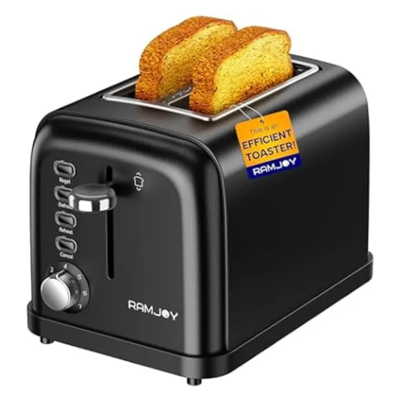 Ramjoy 900W Black Stainless Steel 2-Slice Toaster 1