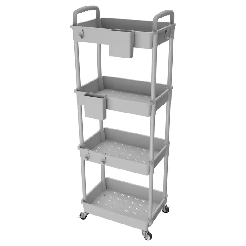 Rebecat 4-Tier Rolling Utility Cart With Handle (Gray) 1