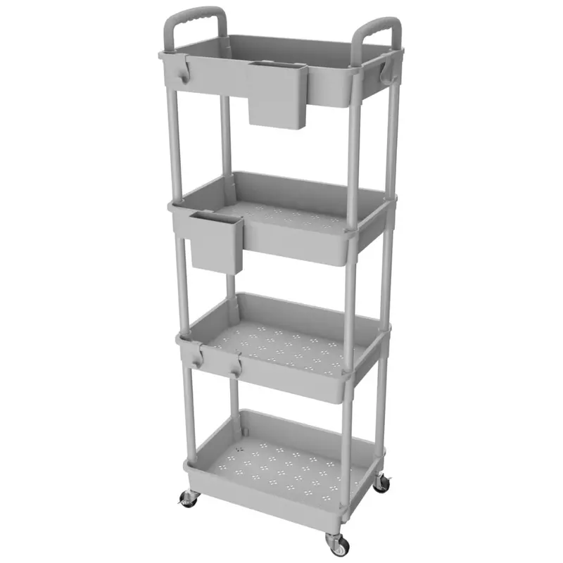 Rebecat 4-Tier Rolling Utility Cart With Handle (Gray) 1