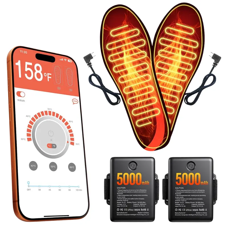 Rechargeable 5000Mah Battery Heated Foot Warmer Insoles 1