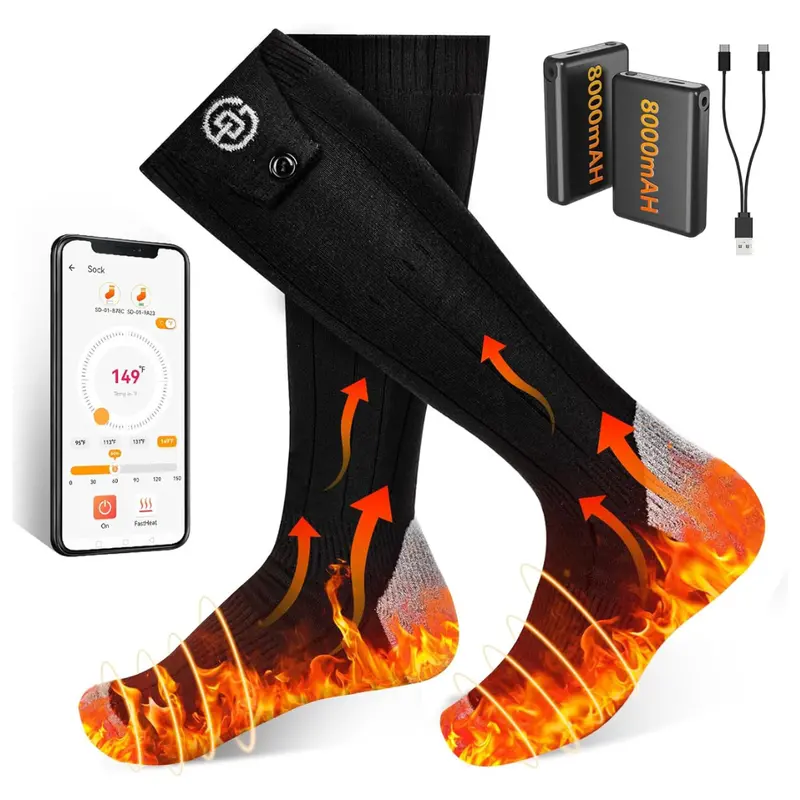 Rechargeable 8000Mah 2 X Battery Heated Socks 1