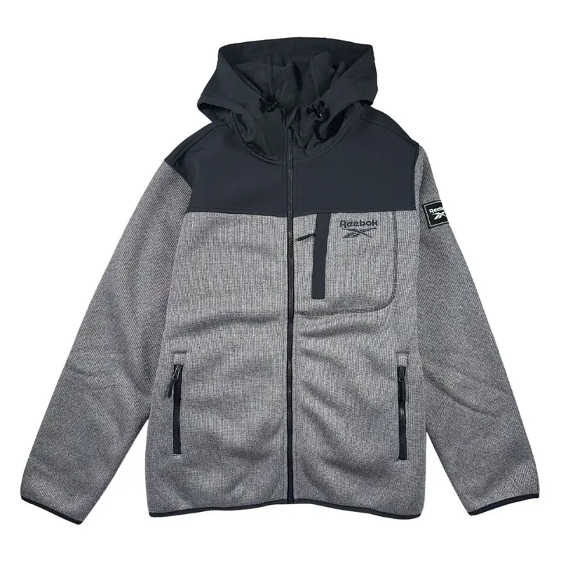 Reebok Men's Textured Soft Woven Hooded Fleece Jacket (2 Colors) 1