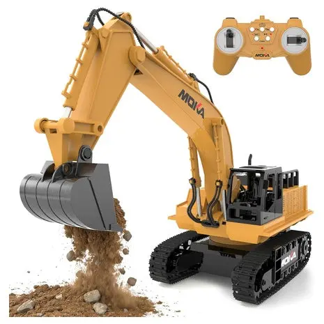 Remote Control Excavator Toy With Metal Shovel, Lights & Sounds 1