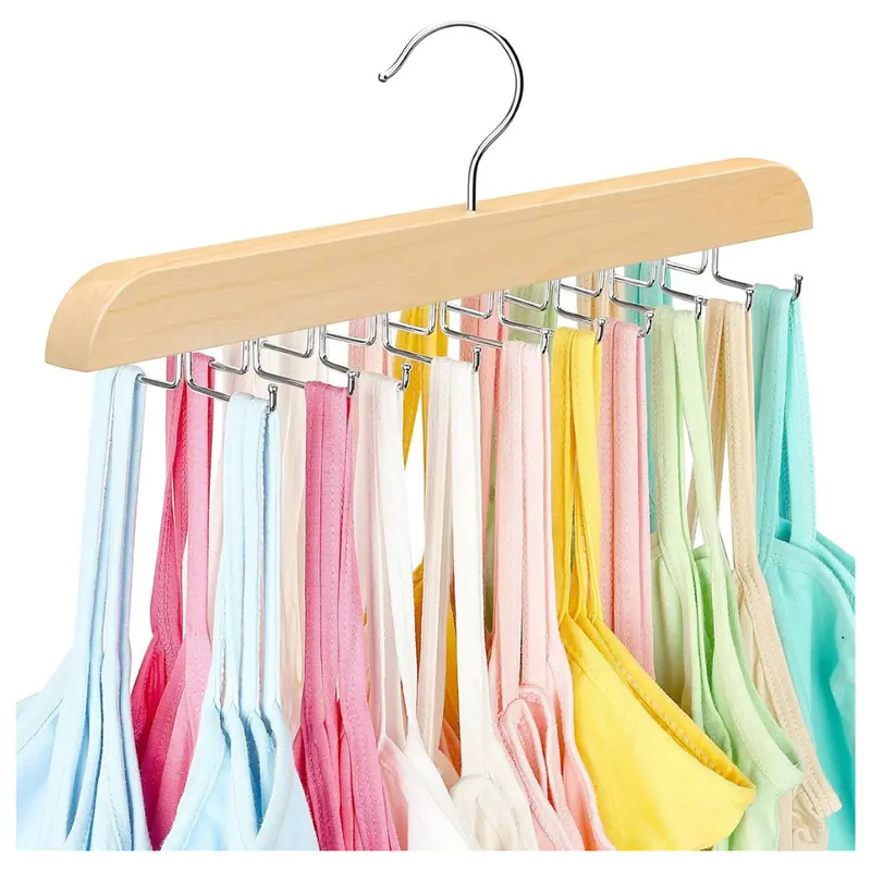 Resovo 20 Hooks Large Capacity Tank Top Hanger W/ Premium Wood 1