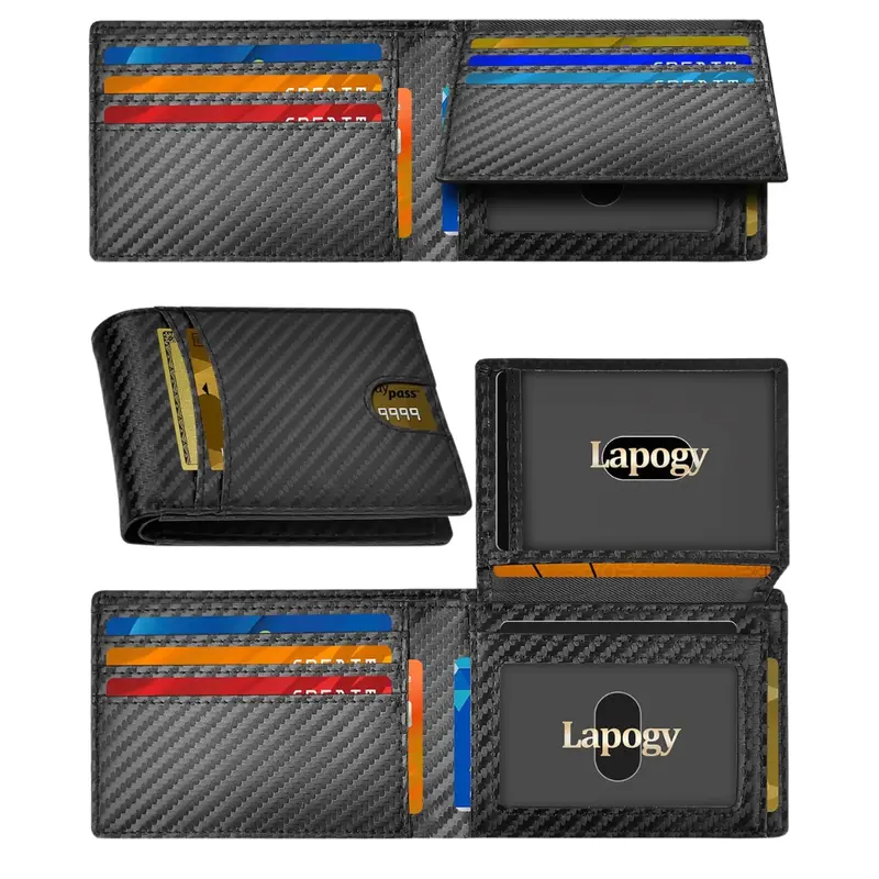 Rfid Blocking Thin Leather Bifold Credit Card Holder Wallets 1
