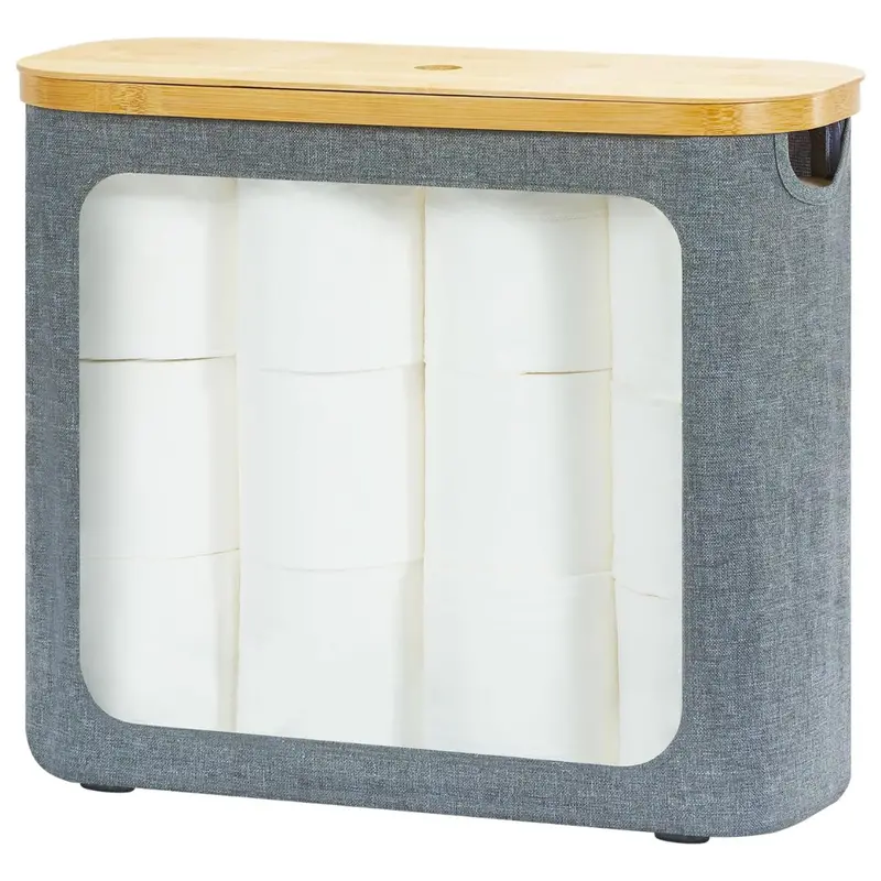 Rosos 9-12 Roll Toilet Paper Storage W/ Bamboo Lid 1