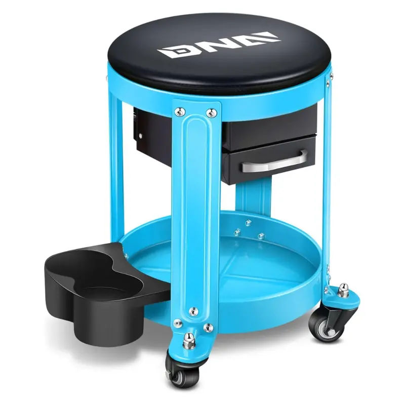 Round Mechanics Roller Seat Creeper Stool W/ Drawer & Tray 1