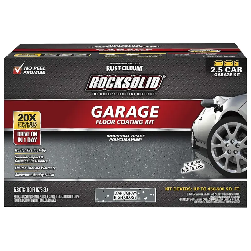 Rust-Oleum Rocksolid Polycuramine 2.5 Car Garage Floor Coating Kit 1