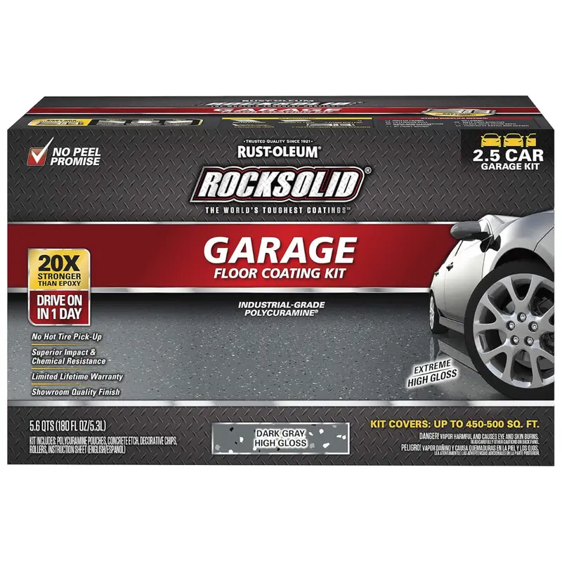 Rust-Oleum Rocksolid Polycuramine 2.5 Car Garage Floor Coating Kit 1