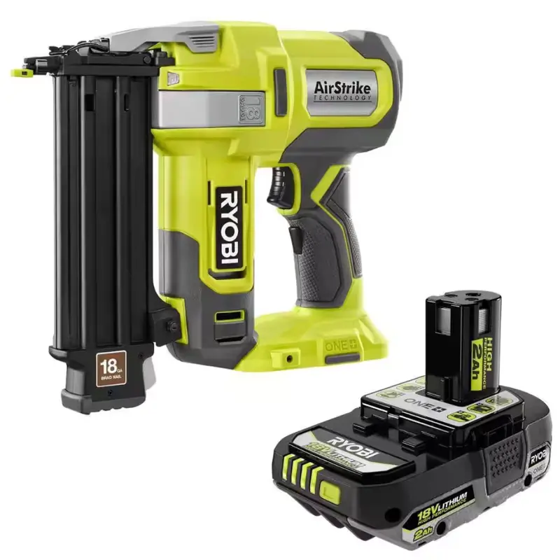 Ryobi One+ 18V 18-Gauge Cordless Airstrike Brad Nailer With 2.0 Ah Battery 1
