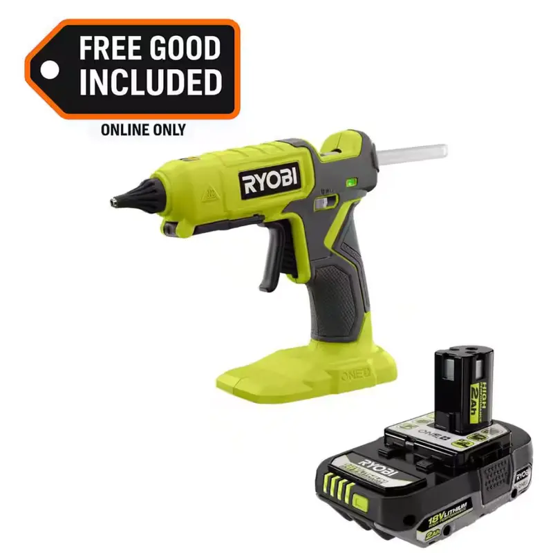 Ryobi One+ 18V Cordless Glue Gun + 18V Battery + Ryobi One+ 18V 2.0 Ah Lithium-Ion High Performance Battery 1