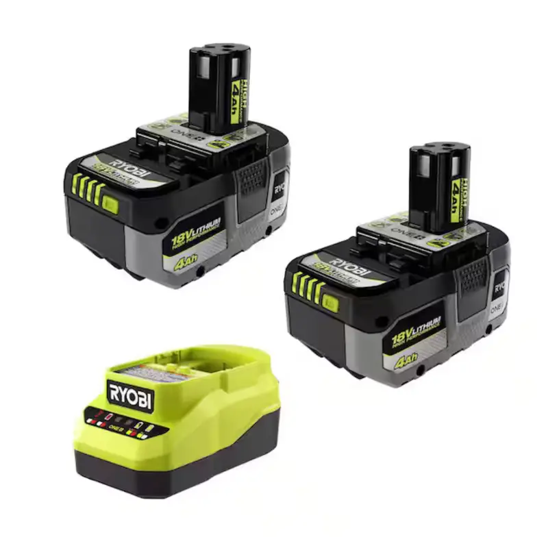 Ryobi One+ 18V Lithium-Ion Starter Kit W/ 2 Batteries & 2A Charger 1