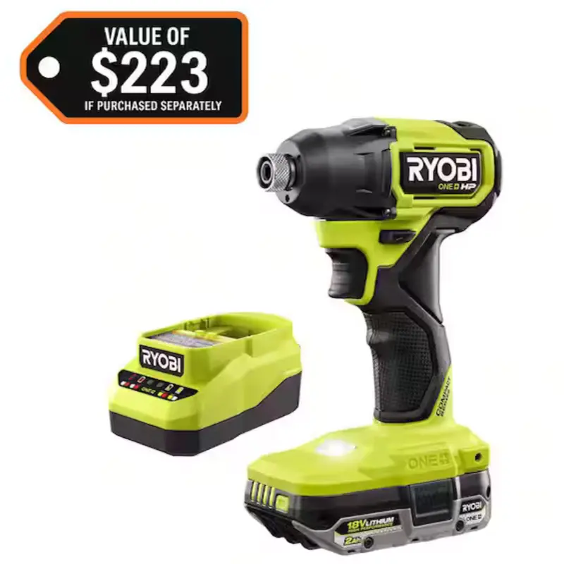 Ryobi One+ Hp 18V Compact Impact Driver Kit W/18V 2.0 Ah Battery & Charger 1