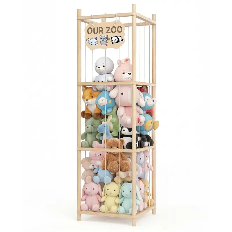 Rzptl 54" Wood Stuffed Animal Storage Organizer 1