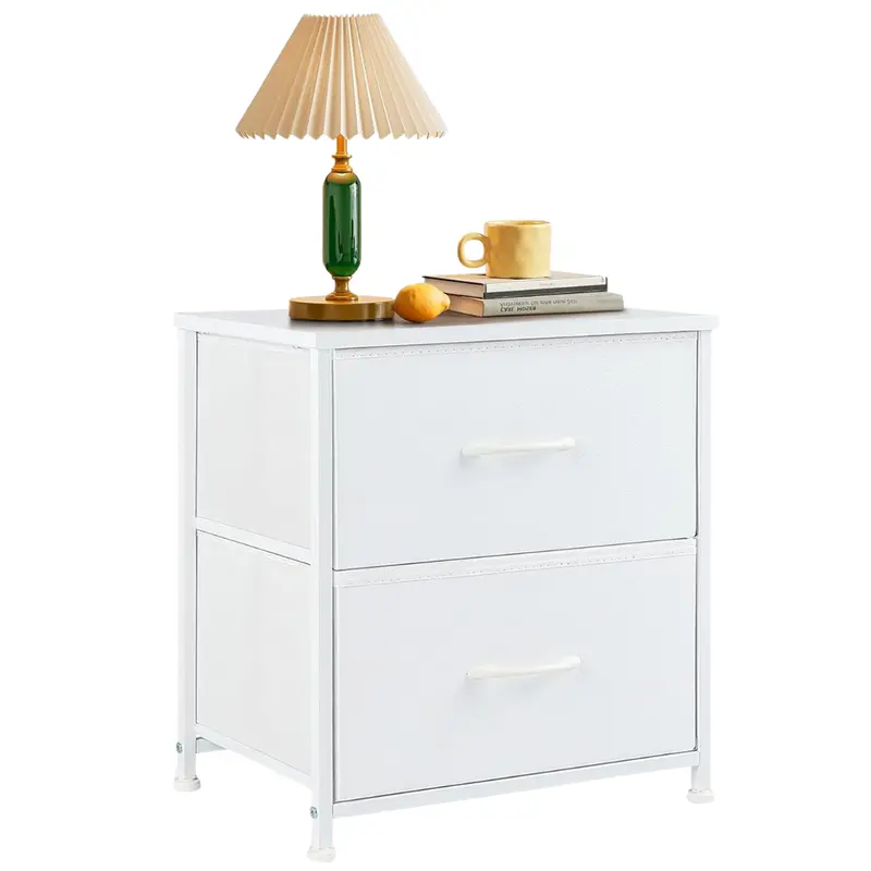 Sagenest 2 Drawer Small Nightstand With Storage (White) 1