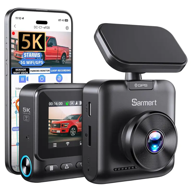 Sarmert C1 5K Front Dash Cam With Gps, 5G Wifi And Hdr Night Vision 1
