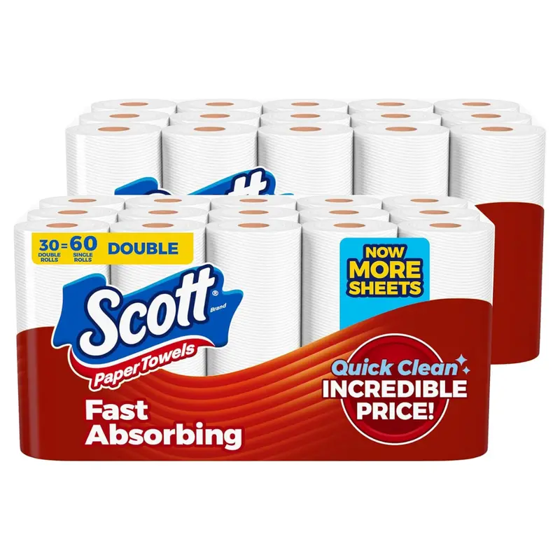 Scott 30 Double Rolls = 60 Regular Rolls Paper Towels (108 Sheets Per Roll) 1