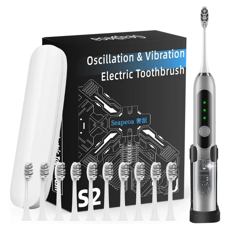 Seapeoa Sonic Electric Toothbrush With 10 Brush Heads 1