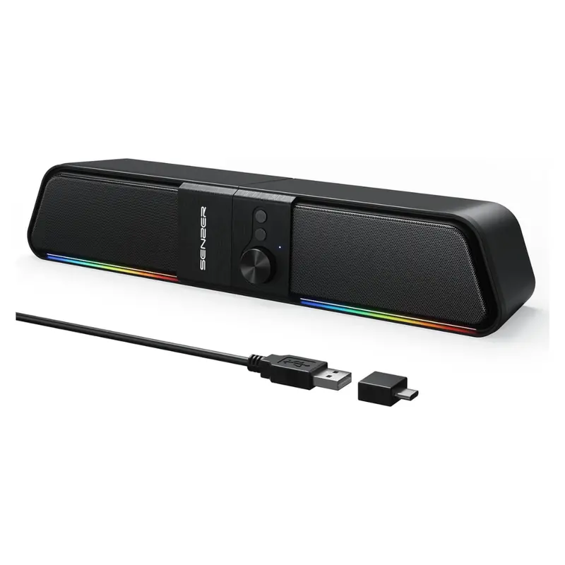 Senzer Cs20 2-In-1 Bluetooth Computer Speakers W/ Rgb Light 1