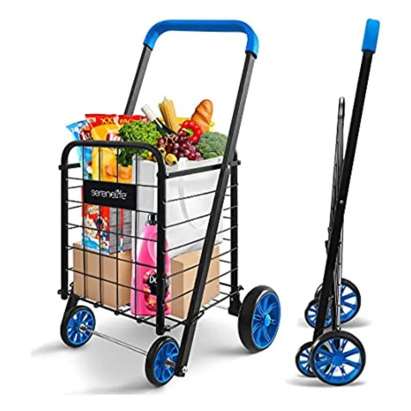 Serenelife Kids 66 Lb Folding Grocery Cart With Swivel Wheels 1