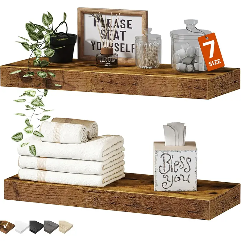 Set Of 2 16" X 7" Wall Mounted Bathroom Floating Shelves 1