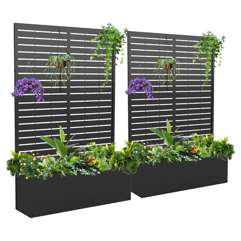 Set Of 2 71" H Metal Planter With Trellis 1
