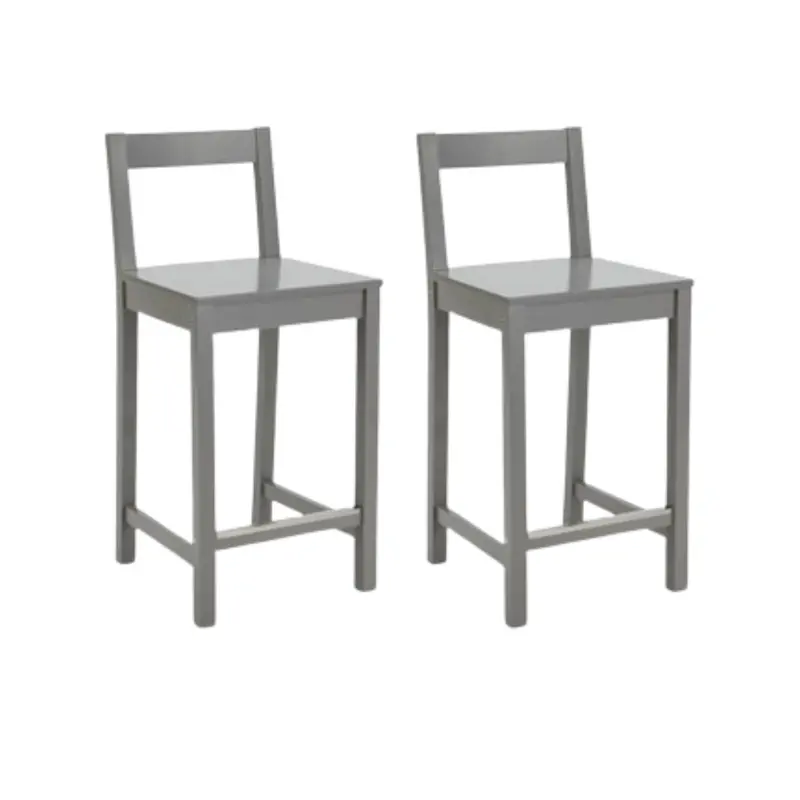 Set Of 2 Amazon Basics 24" Wooden Bar Stool W/ Backrest 1