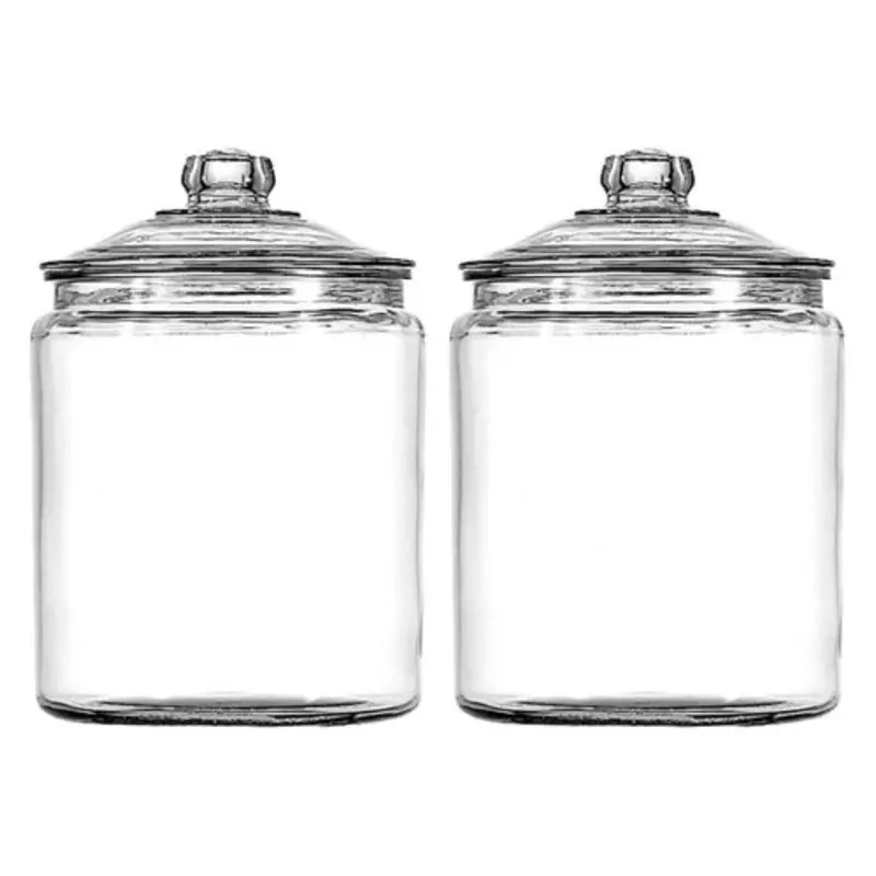 Set Of 2 Anchor Hocking Heritage Hill Glass Jar With Lid 1