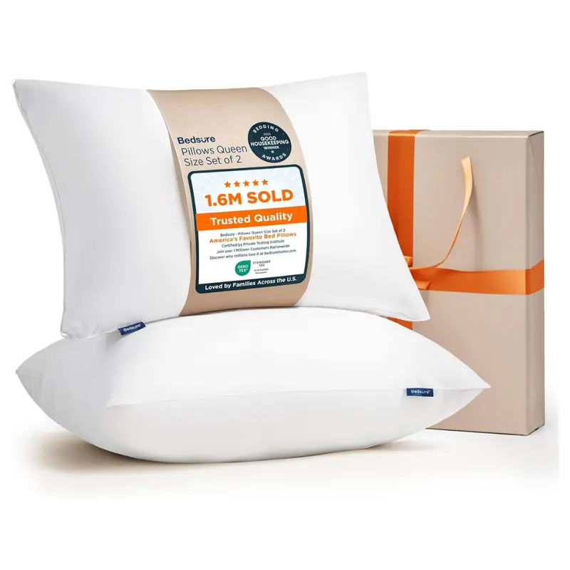 Set Of 2 Bedsure Queen Size Luxury Soft Puffy Pillows 1