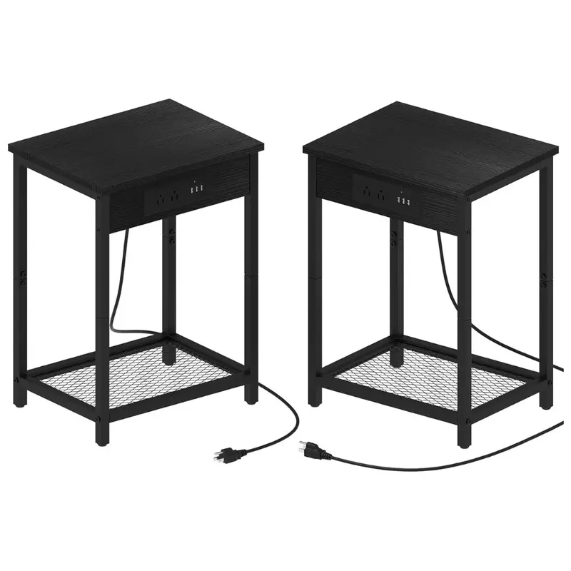 Set Of 2 Caduke Night Stand With Charging Station (3 Colors) 1
