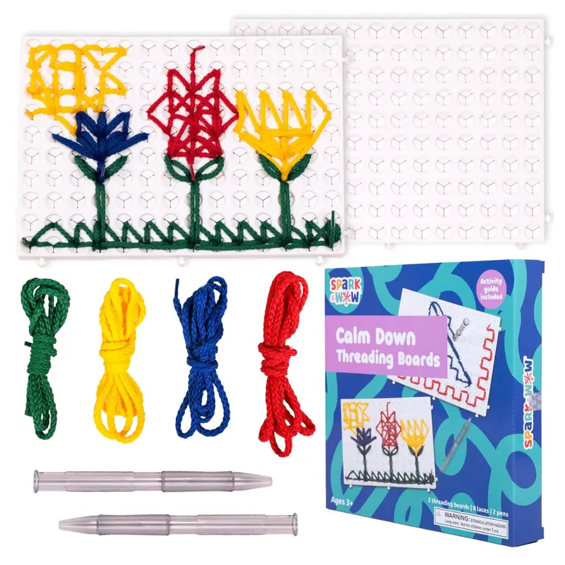 Set Of 2 Calm Down Threading Sensory Activity Boards 1