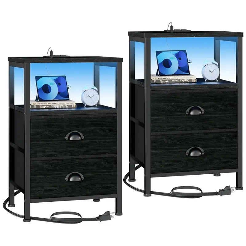 Set Of 2 Furologee End Tables With Charging Station 1