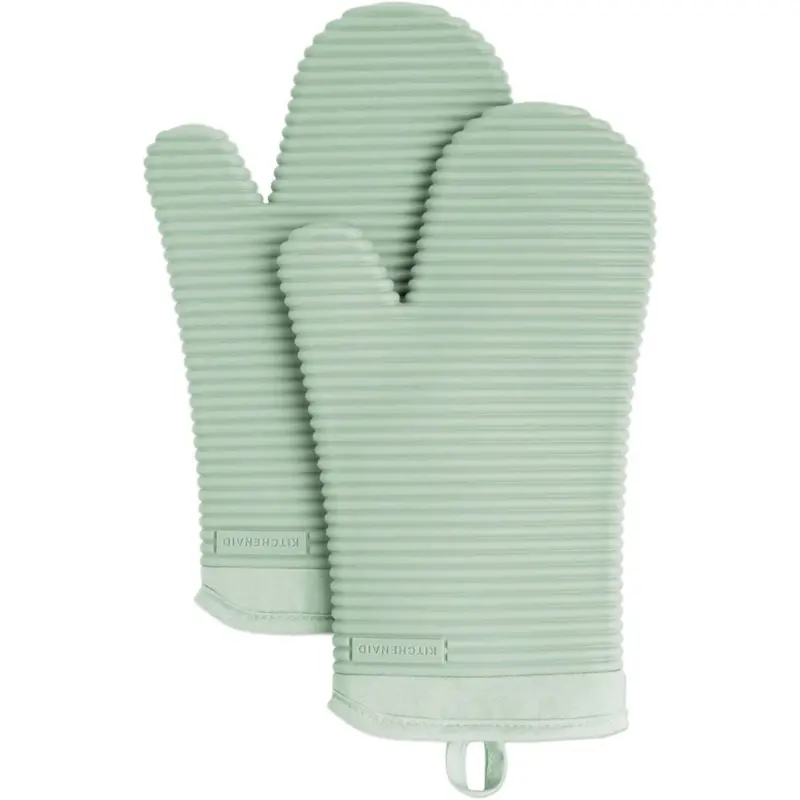 Set Of 2 Kitchenaid Ribbed Soft Silicone Oven Mitts 1