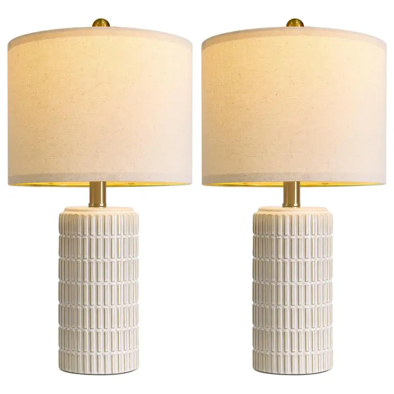 Set Of 2 Pokat 20.75" Small Modern Ceramic Table Lamps 1