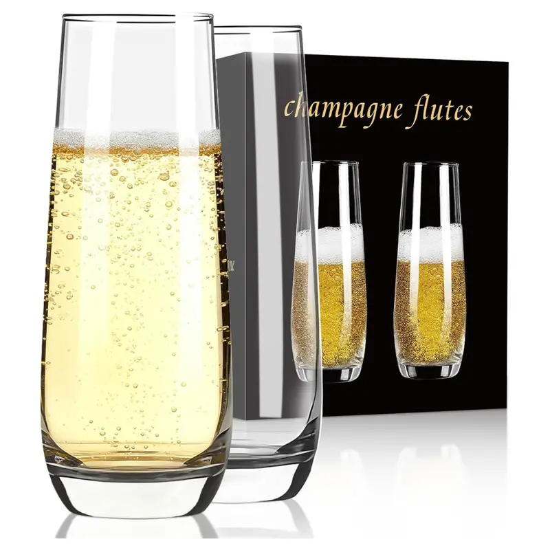 Set Of 2 Premium 8-Oz Crystal Stemless Champagne Flutes Glasses 1