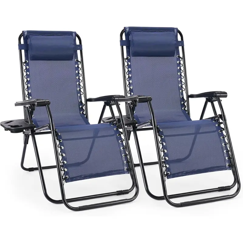 Set Of 2 Sweetcrispy Portable Zero Gravity Patio Chairs (330Lbs Cap.) 1