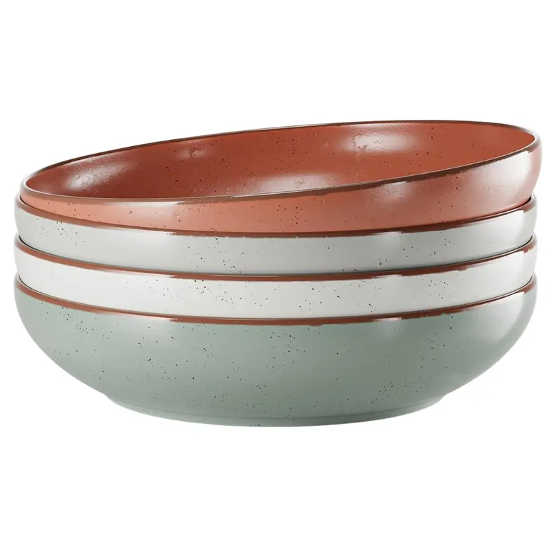 Set Of 4 30 Oz Blates Ceramic Large Pasta Bowls With Lid Edge 1