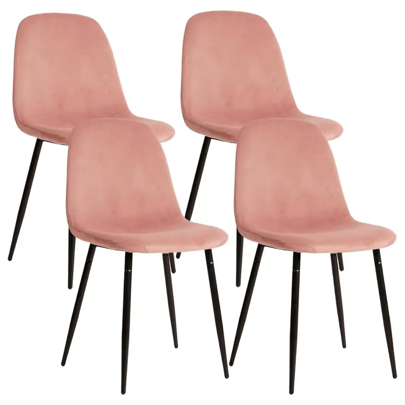 Set Of 4 Canglong Modern Velvet Dining Chairs With Metal Legs 1