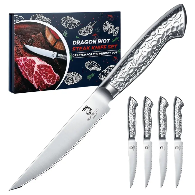 Set Of 4 Dragon Riot Serrated Edge Steak Knife Set With Box 1