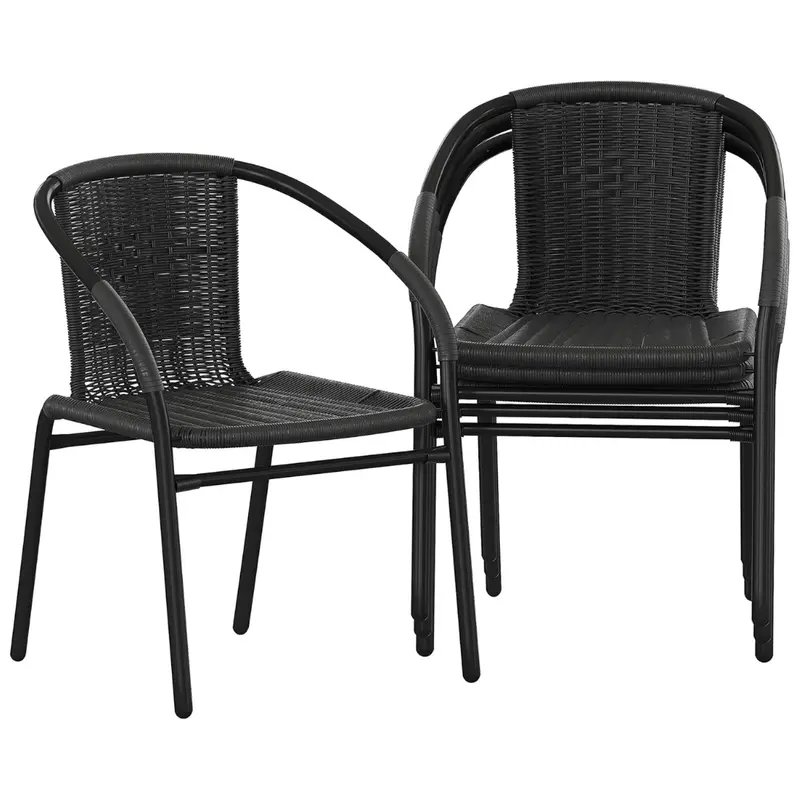 Set Of 4 Flash Furniture Lila Modern Rattan Dining Chairs 1