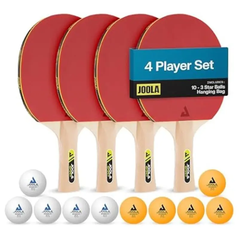 Set Of 4 Joola Family Premium Ping Pong Paddle With Balls & Case 1