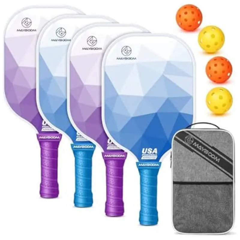 Set Of 4 Mayboom Usapa Approved Pickleball Paddles With 4 Balls & Bag 1
