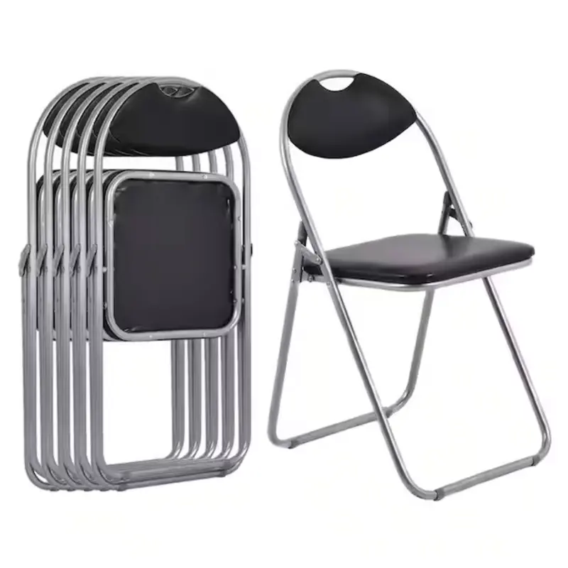 Set Of 6 Costway Black Metal Portable Folding Chairs 1